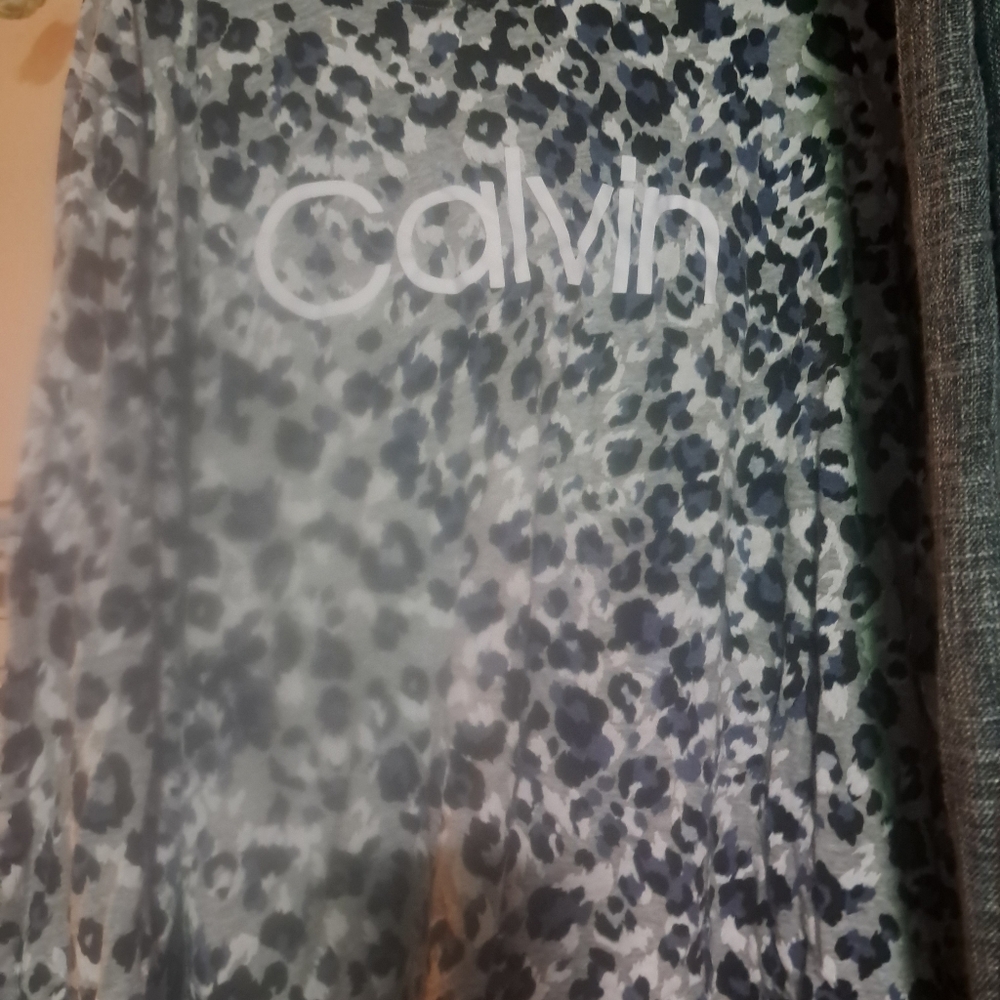 Calvin Klein Gray and Blue Patterned Scarf
